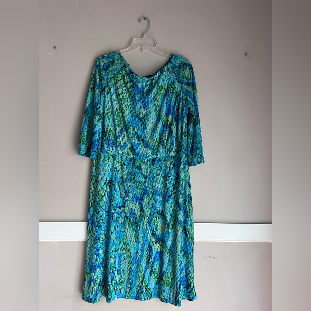 Jones New York Blue and Green Dress